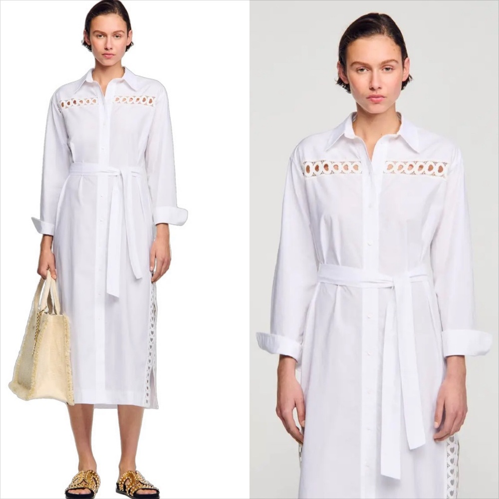 Sandro white long sleeve shirt dress FINAL PRICE NO OFFERS